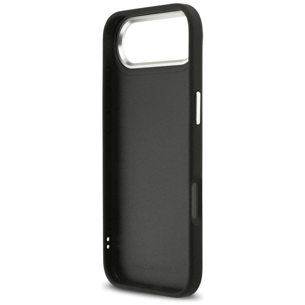 Husa pentru Apple iPhone 17 Air, Karl Lagerfeld, Grained Karl & Choupette's Heads Pins and Logo, Neagra