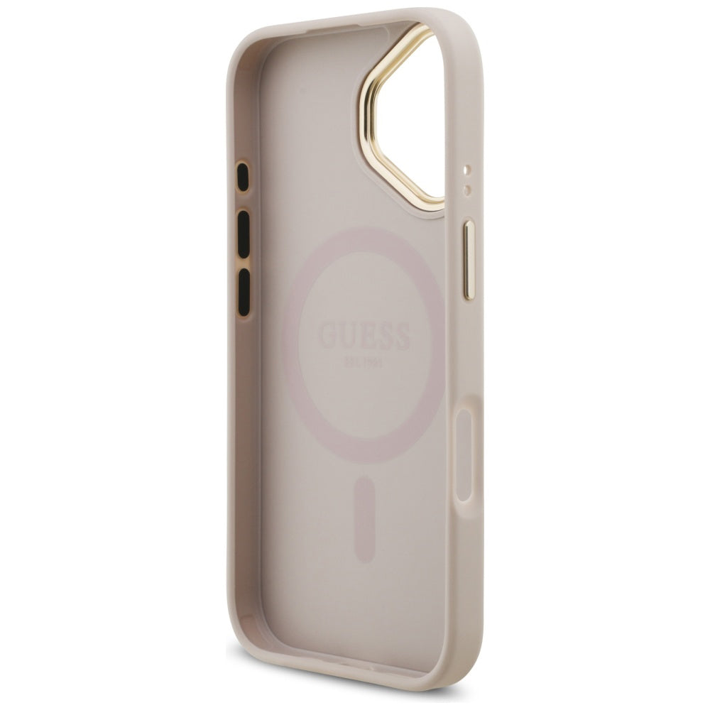 Husa pentru Apple iPhone 17, Guess, 4G Strass Logo and Big Strap, Roz