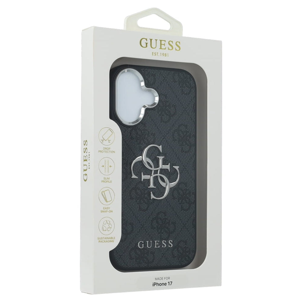 Husa pentru Apple iPhone 17, Guess, Big 4G Logo Classic, Neagra Argintie