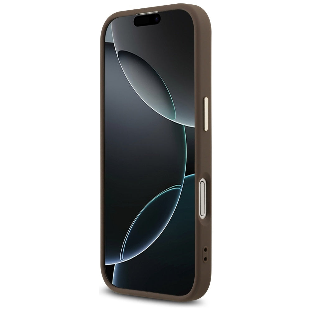 Husa pentru Apple iPhone 17, Guess, Big 4G Logo Classic, Maro Aurie