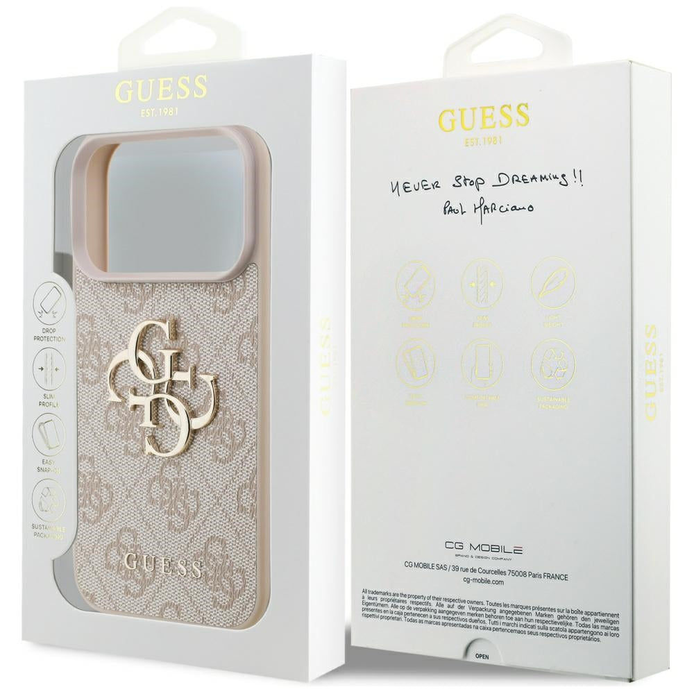 Husa pentru Apple iPhone 17 Pro, Guess, 4G Big Logo, Roz