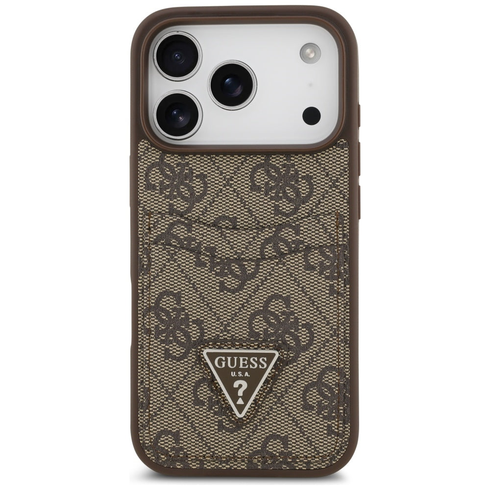 Husa pentru Apple iPhone 17 Pro, Guess, 4G Double Card Triangle, Maro