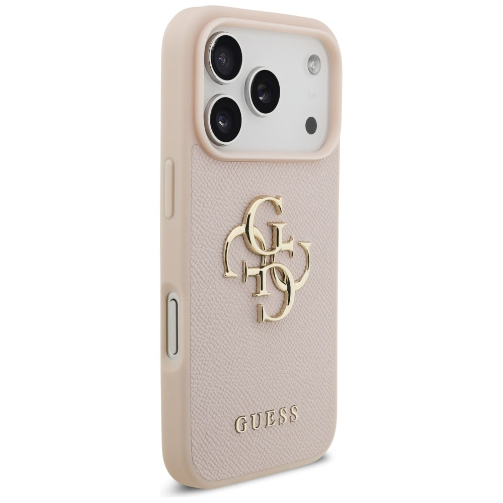Husa pentru Apple iPhone 17 Pro, Guess, 4G Grained Big and Classic Logo, Roz