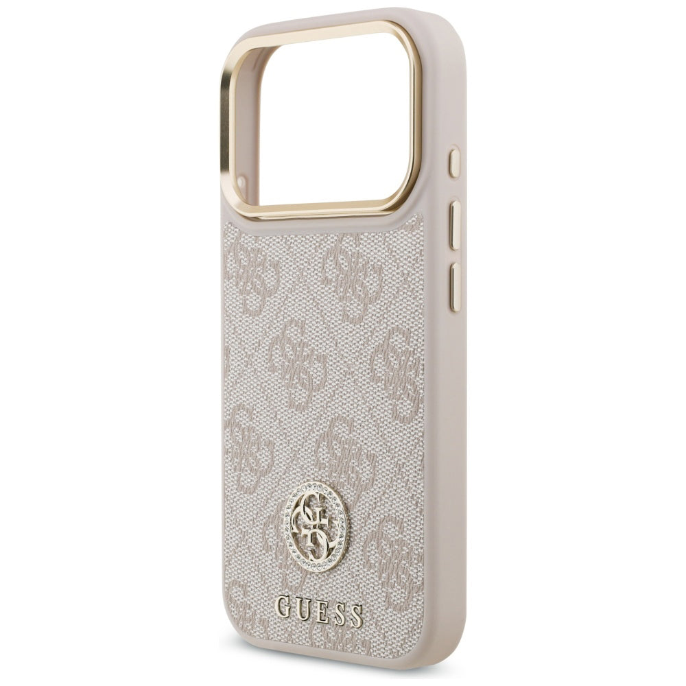 Husa pentru Apple iPhone 17 Pro, Guess, 4G Strass Logo and Big Strap, Roz