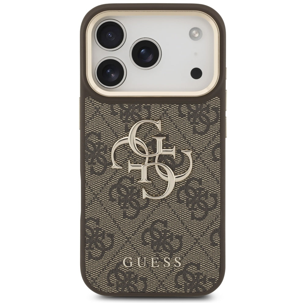 Husa pentru Apple iPhone 17 Pro, Guess, Big 4G Classic Logo with Big Strap, Maro