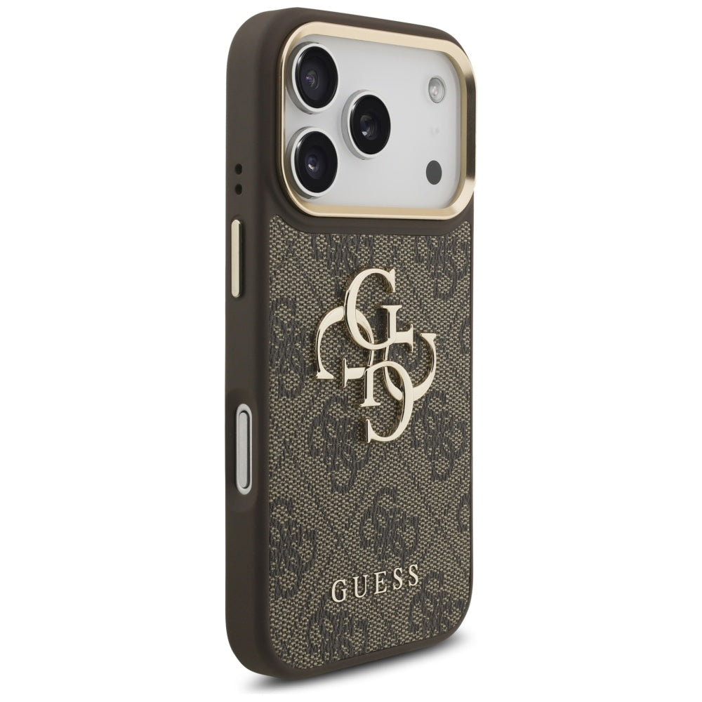 Husa pentru Apple iPhone 17 Pro, Guess, Big 4G Classic Logo with Big Strap, Maro