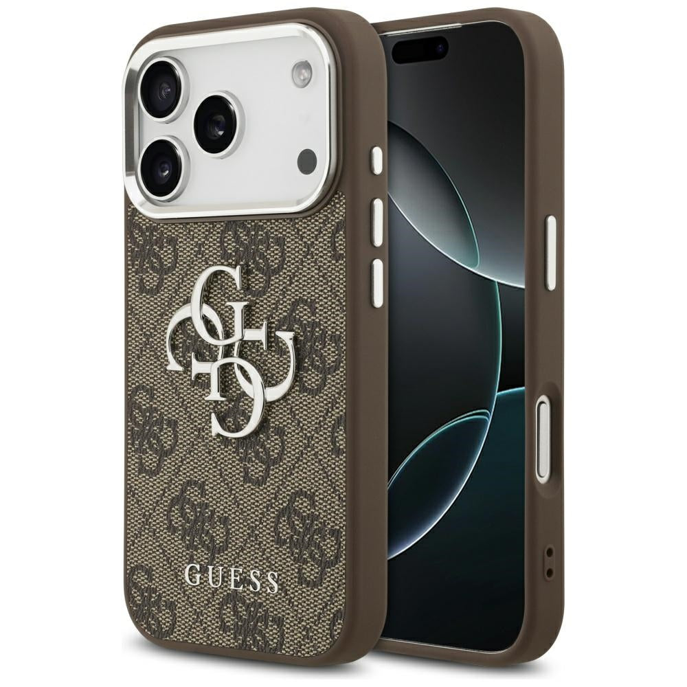 Husa pentru Apple iPhone 17 Pro, Guess, Big 4G Logo Classic, Maro Argintie