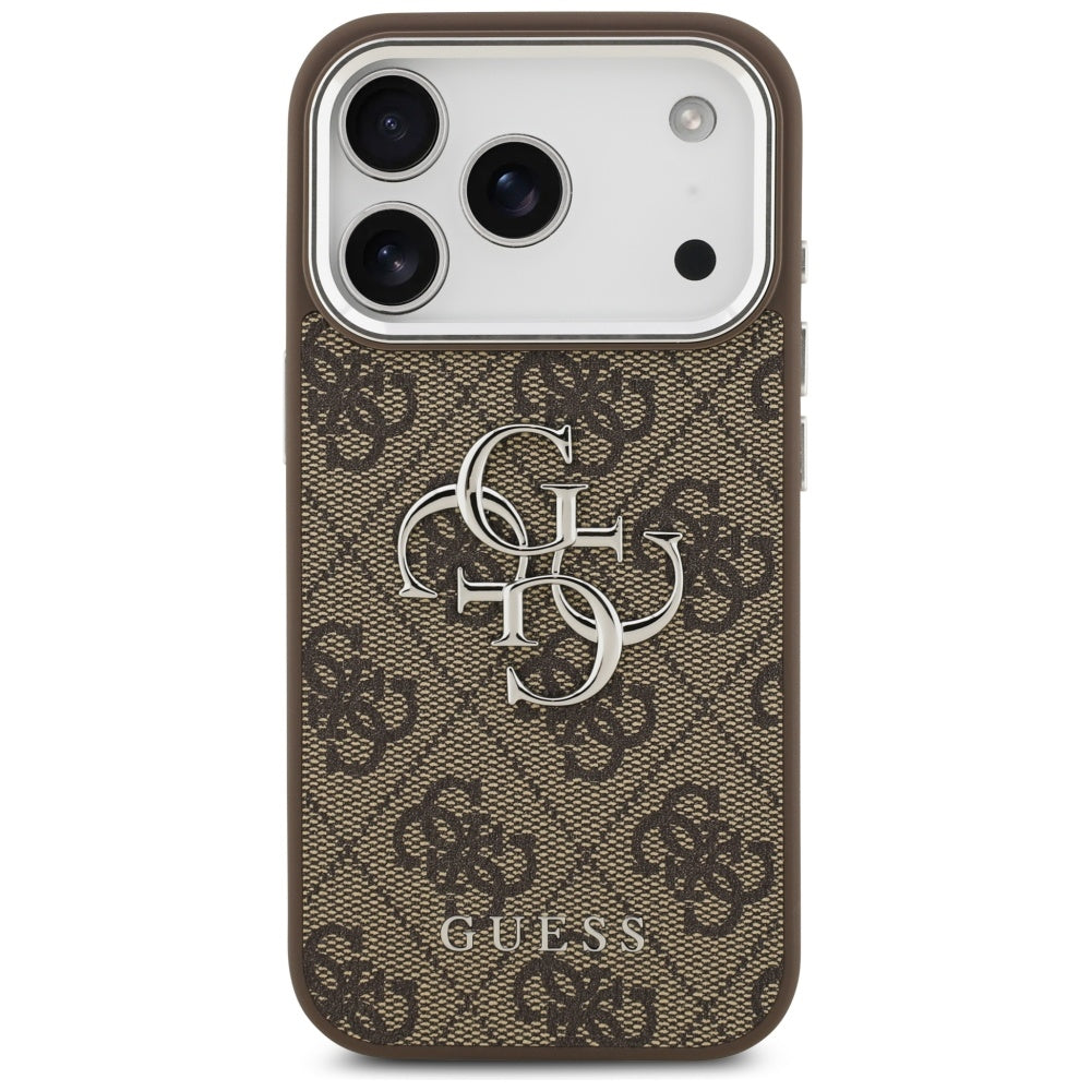 Husa pentru Apple iPhone 17 Pro, Guess, Big 4G Logo Classic, Maro Argintie