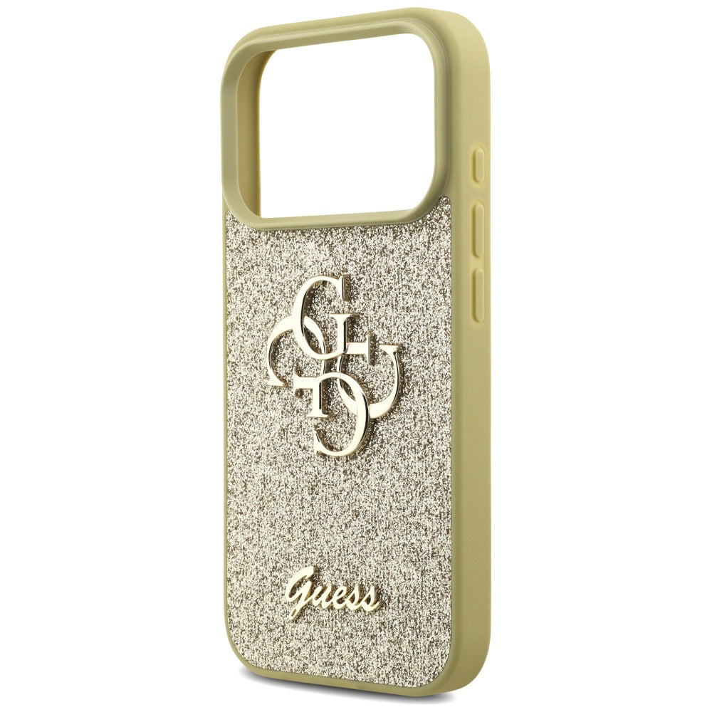 Husa pentru Apple iPhone 17 Pro, Guess, Fixed Glitter Big 4G, Aurie