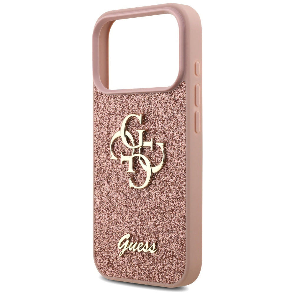 Husa pentru Apple iPhone 17 Pro, Guess, Fixed Glitter Big 4G, Roz