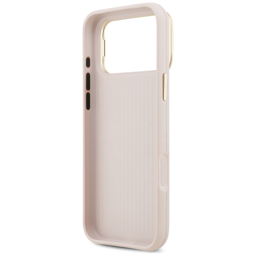 Husa pentru Apple iPhone 17 Pro, Guess, Grained Big 4G Stand Camera, Roz