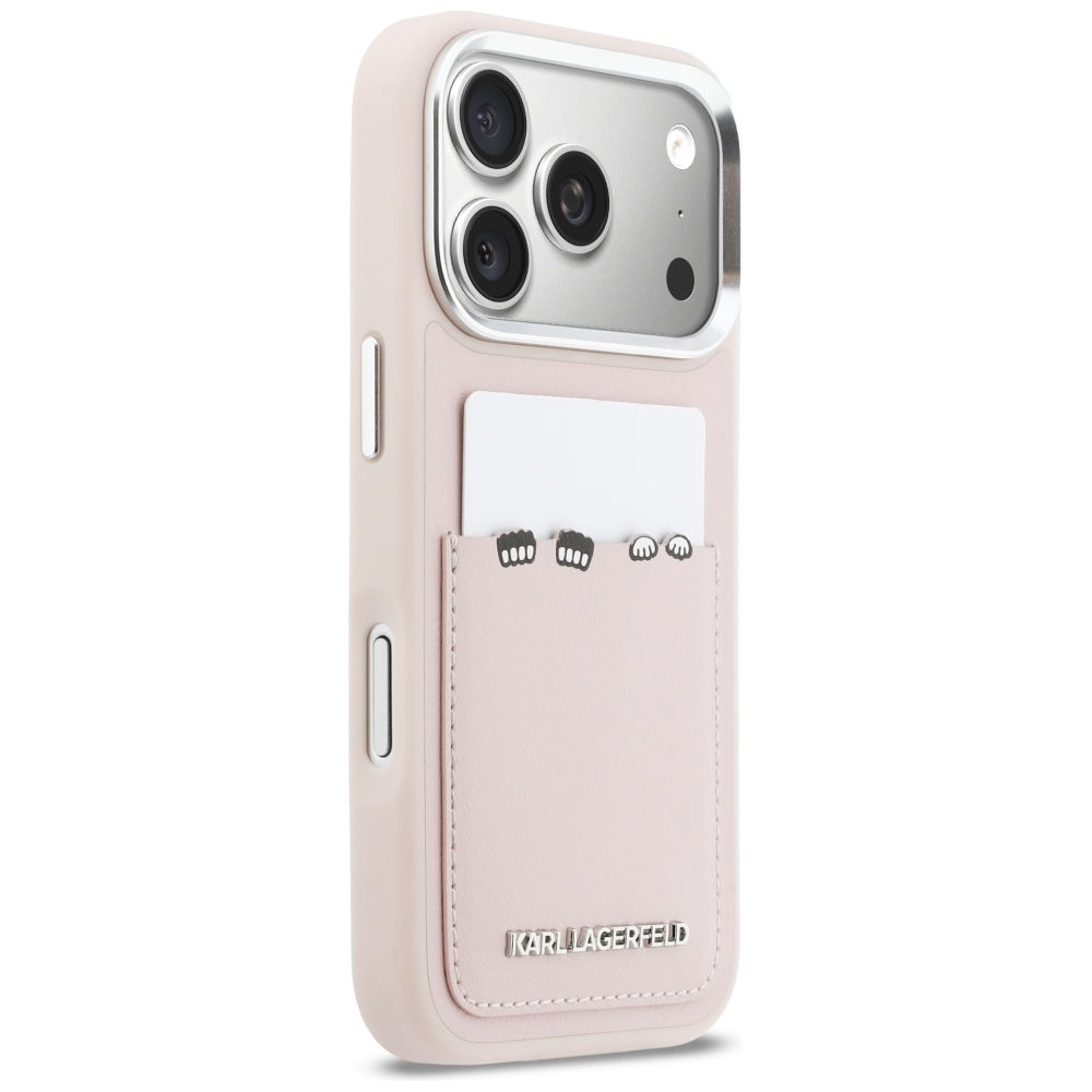 Husa pentru Apple iPhone 17 Pro, Karl Lagerfeld, Karl & Choupette Print with Pocket, Roz