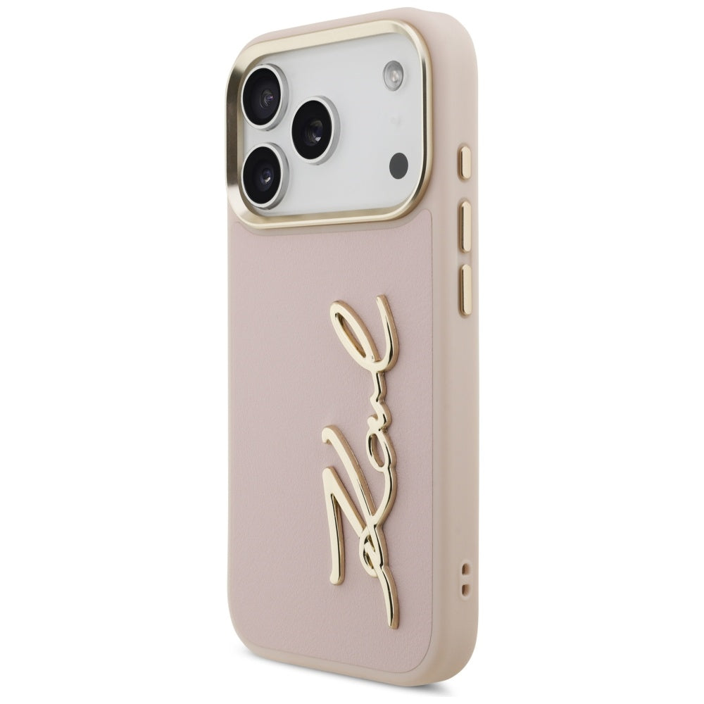 Husa pentru Apple iPhone 17 Pro, Karl Lagerfeld, Script Logo, Roz