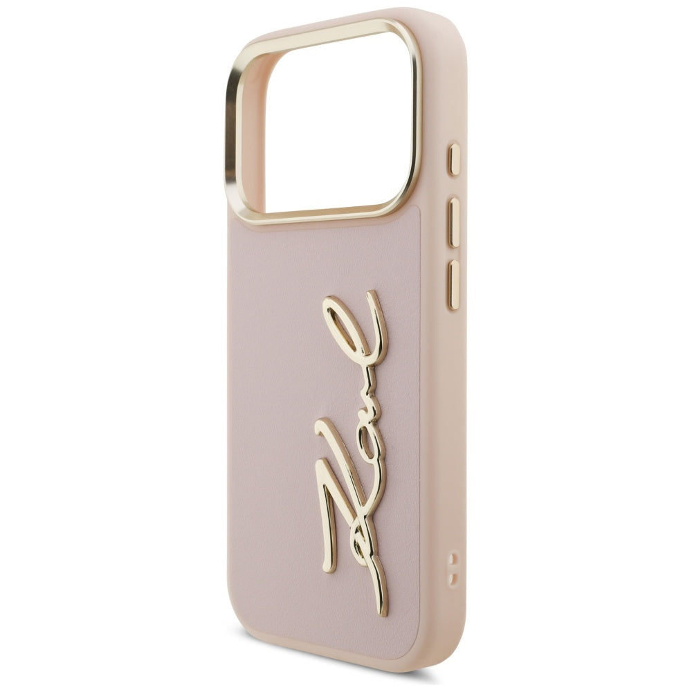 Husa pentru Apple iPhone 17 Pro, Karl Lagerfeld, Script Logo, Roz