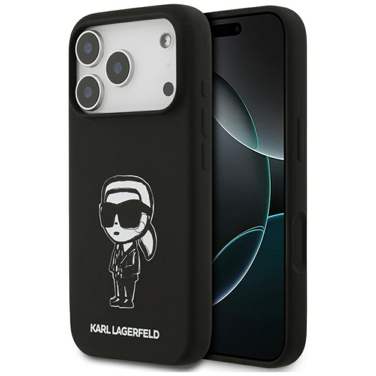 Husa pentru Apple iPhone 17 Pro, Karl Lagerfeld, Sketch and Logo Karl, Neagra