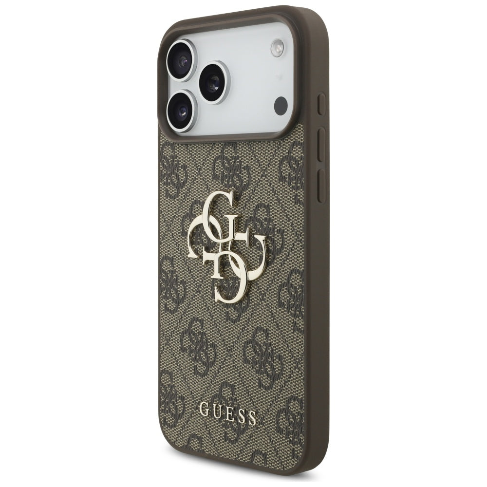 Husa pentru Apple iPhone 17 Pro Max, Guess, 4G Classic Logo with Pearl Strap, Maro