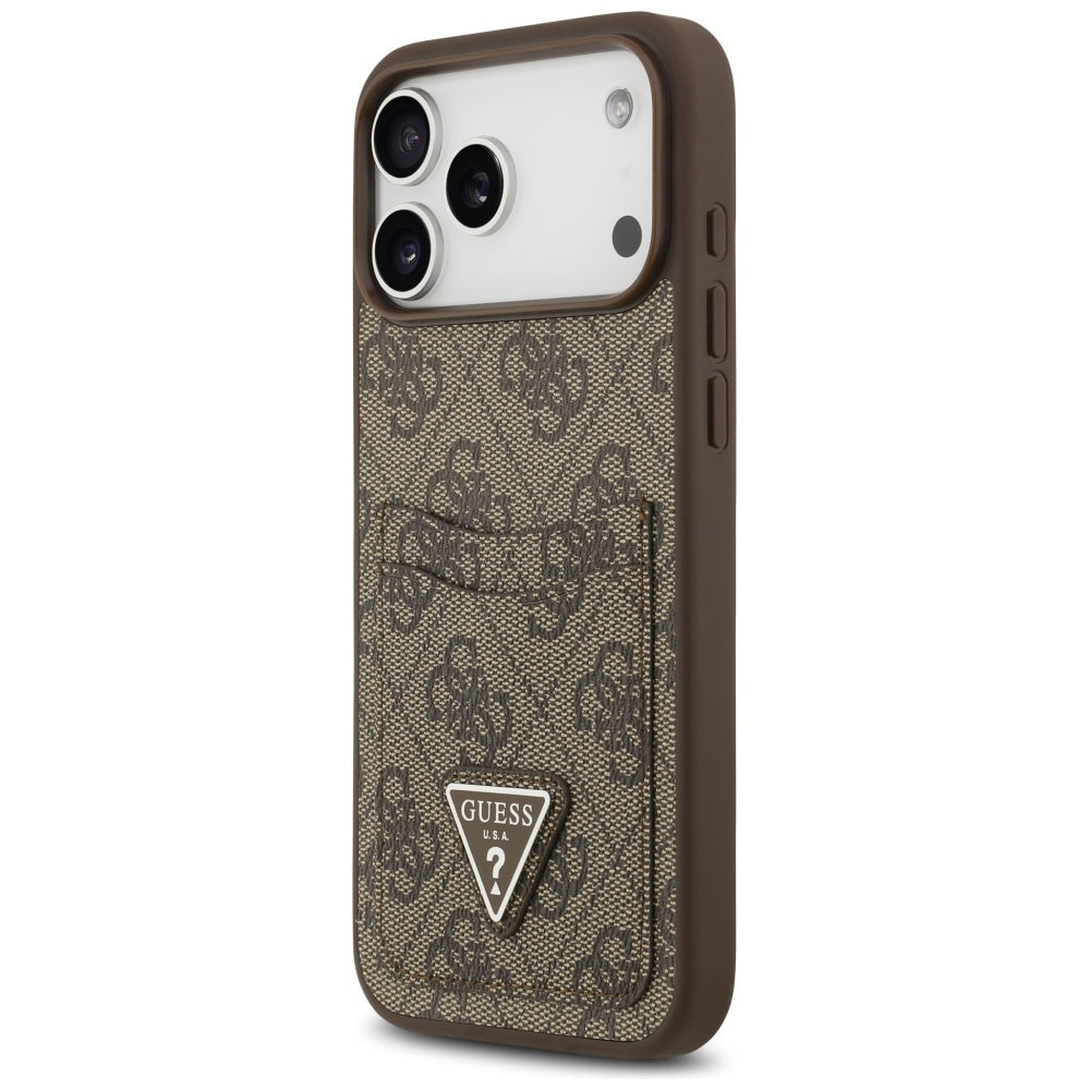 Husa pentru Apple iPhone 17 Pro Max, Guess, 4G Double Card Triangle, Maro