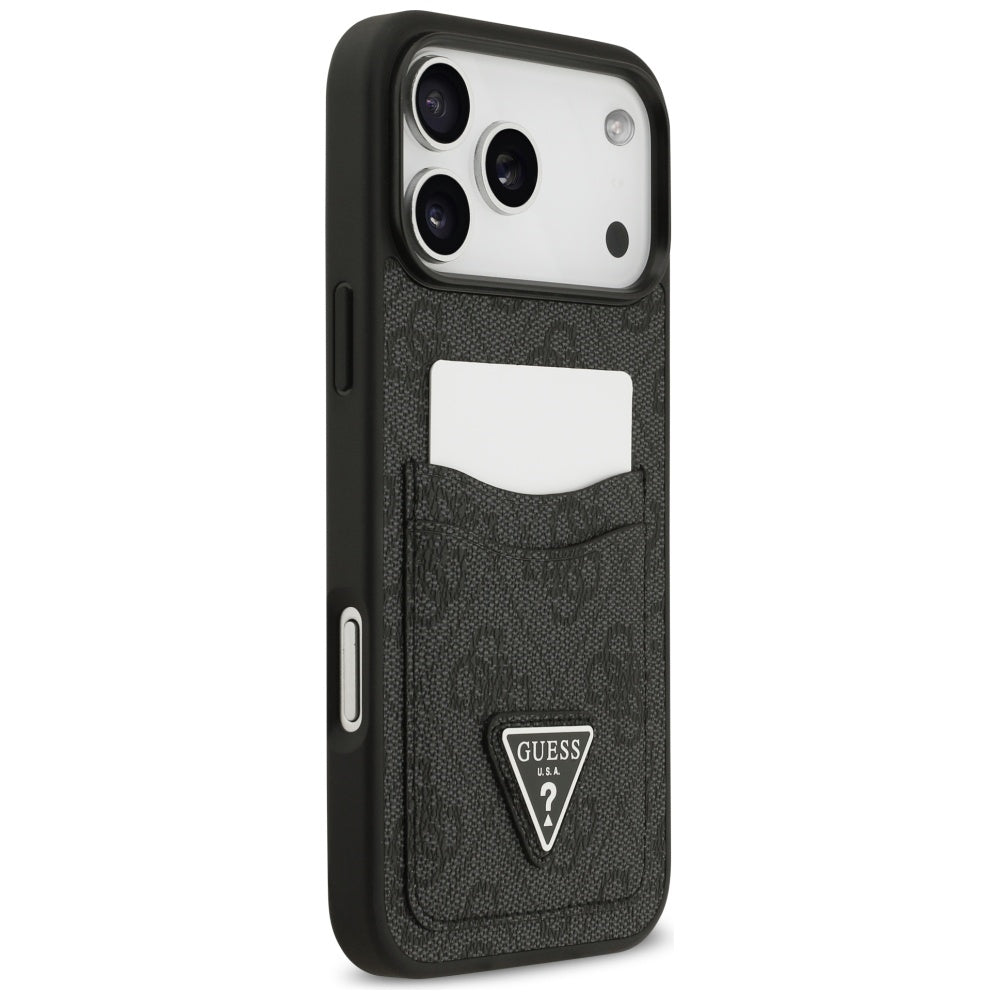 Husa pentru Apple iPhone 17 Pro Max, Guess, 4G Double Card Triangle, Neagra
