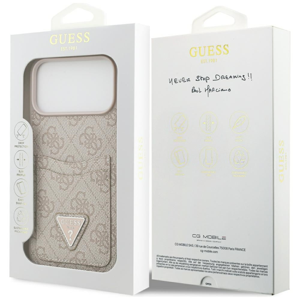 Husa pentru Apple iPhone 17 Pro Max, Guess, 4G Double Card Triangle, Roz