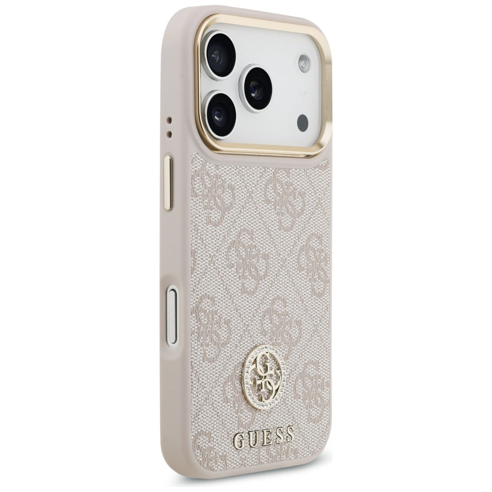 Husa pentru Apple iPhone 17 Pro Max, Guess, 4G Strass Logo and Big Strap, Roz