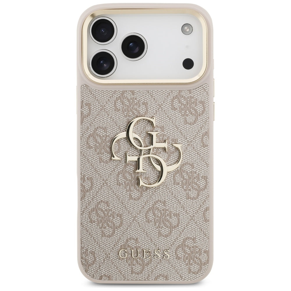 Husa pentru Apple iPhone 17 Pro Max, Guess, Big 4G Classic Logo with Big Strap, Roz