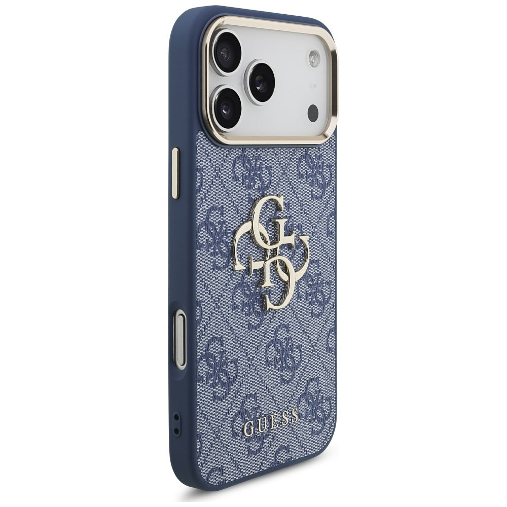 Husa pentru Apple iPhone 17 Pro Max, Guess, Big 4G Logo Classic, Albastra Aurie