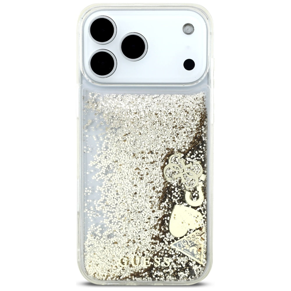 Husa pentru Apple iPhone 17 Pro Max, Guess, Liquid Glitter Charms, Aurie