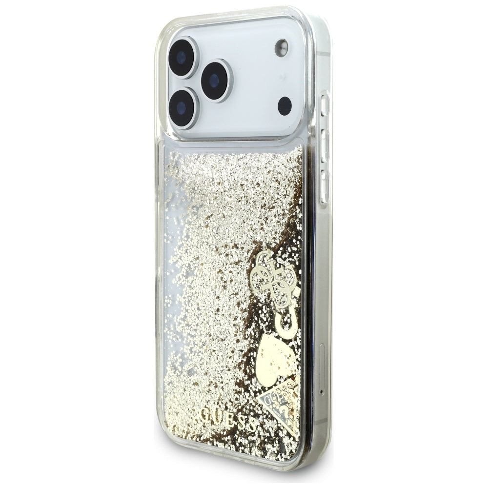 Husa pentru Apple iPhone 17 Pro Max, Guess, Liquid Glitter Charms, Aurie