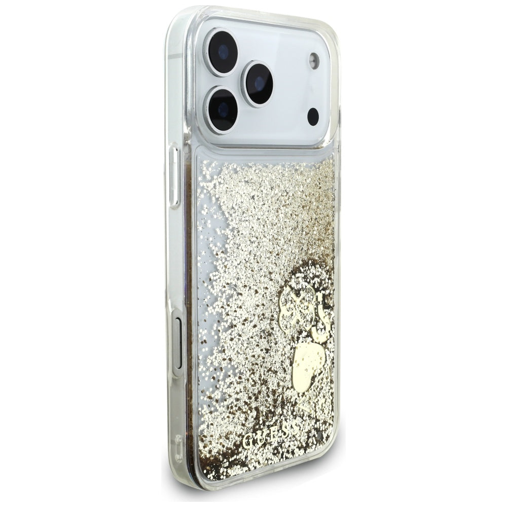 Husa pentru Apple iPhone 17 Pro Max, Guess, Liquid Glitter Charms, Aurie