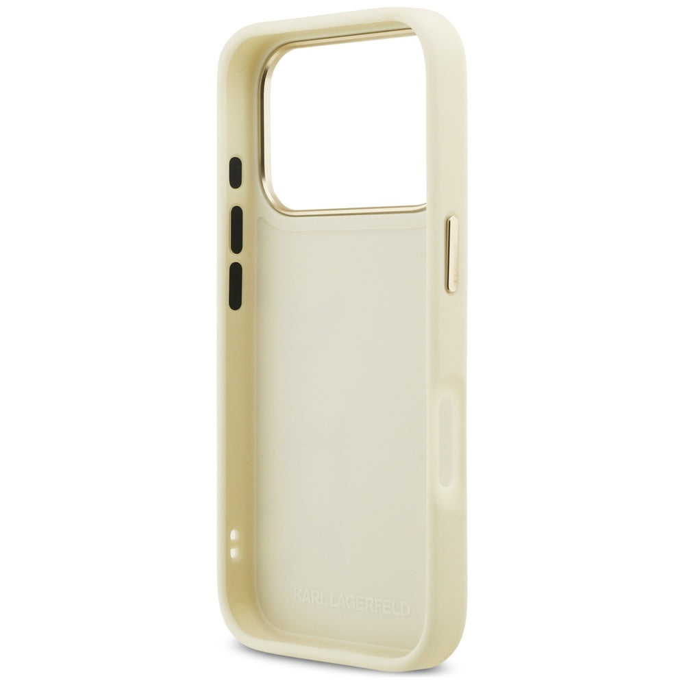 Husa pentru Apple iPhone 17 Pro Max, Karl Lagerfeld, Script Logo, Bej