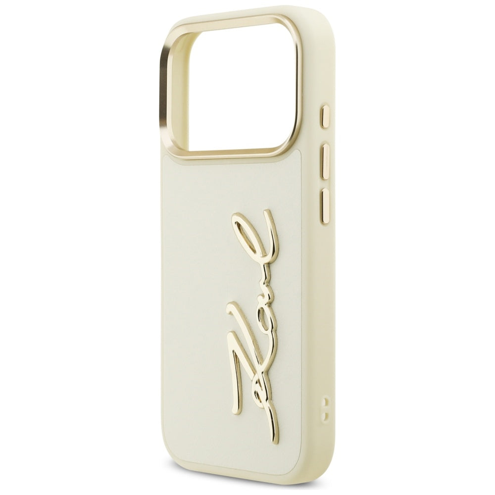 Husa pentru Apple iPhone 17 Pro Max, Karl Lagerfeld, Script Logo, Bej