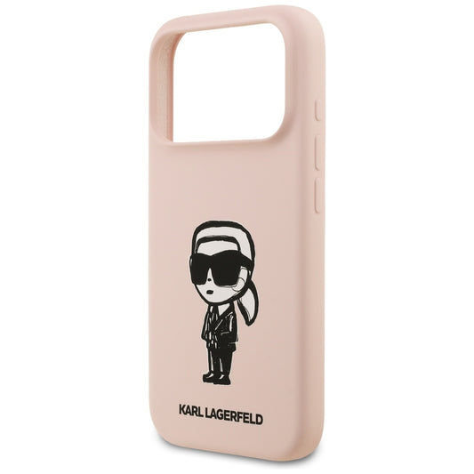 Husa pentru Apple iPhone 17 Pro Max, Karl Lagerfeld, Sketch and Logo Karl, Roz