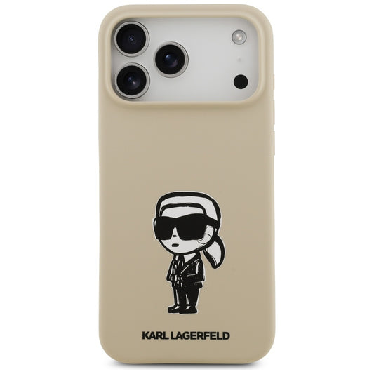 Husa pentru Apple iPhone 17 Pro Max, Karl Lagerfeld, Sketch and Logo Karl, Maro
