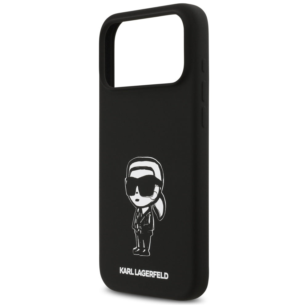 Husa pentru Apple iPhone 17 Pro Max, Karl Lagerfeld, Sketch and Logo Karl, Neagra
