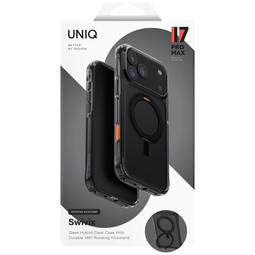 Husa pentru Apple iPhone 17 Pro Max, UNIQ, Swivix, Neagra