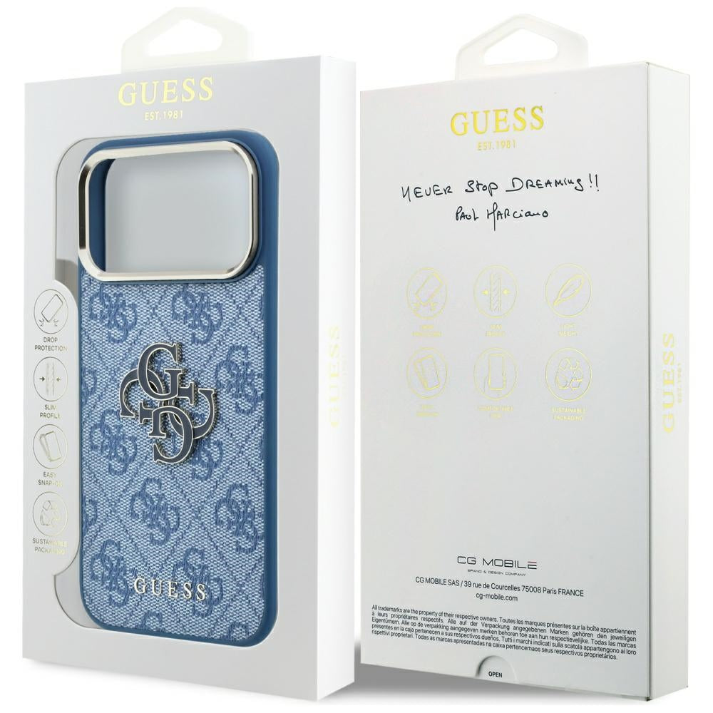 Husa pentru Apple iPhone 18 Pro / 17 Pro, Guess, 4G Big Resin Logo, Albastra
