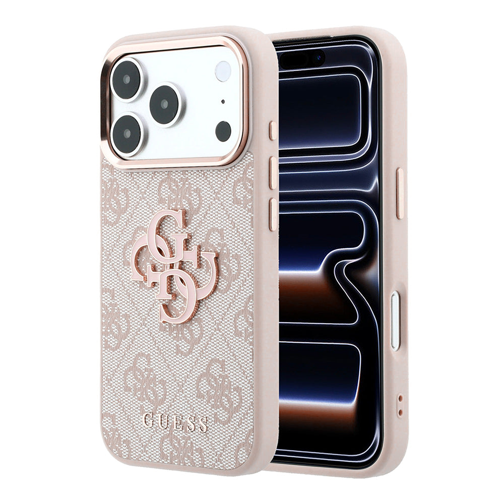Husa pentru Apple iPhone 18 Pro / 17 Pro, Guess, 4G Big Resin Logo, Roz