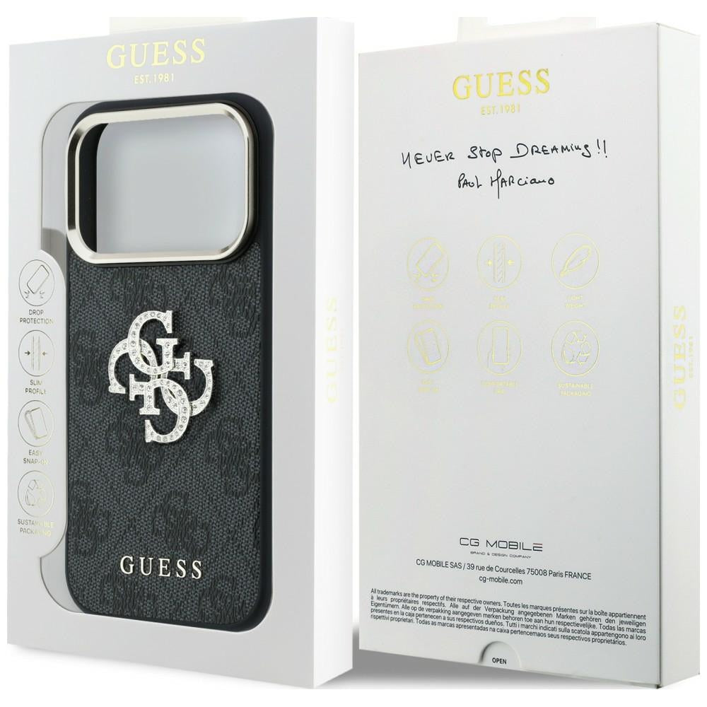 Husa pentru Apple iPhone 18 Pro / 17 Pro, Guess, 4G Big Strass Logo, Maro