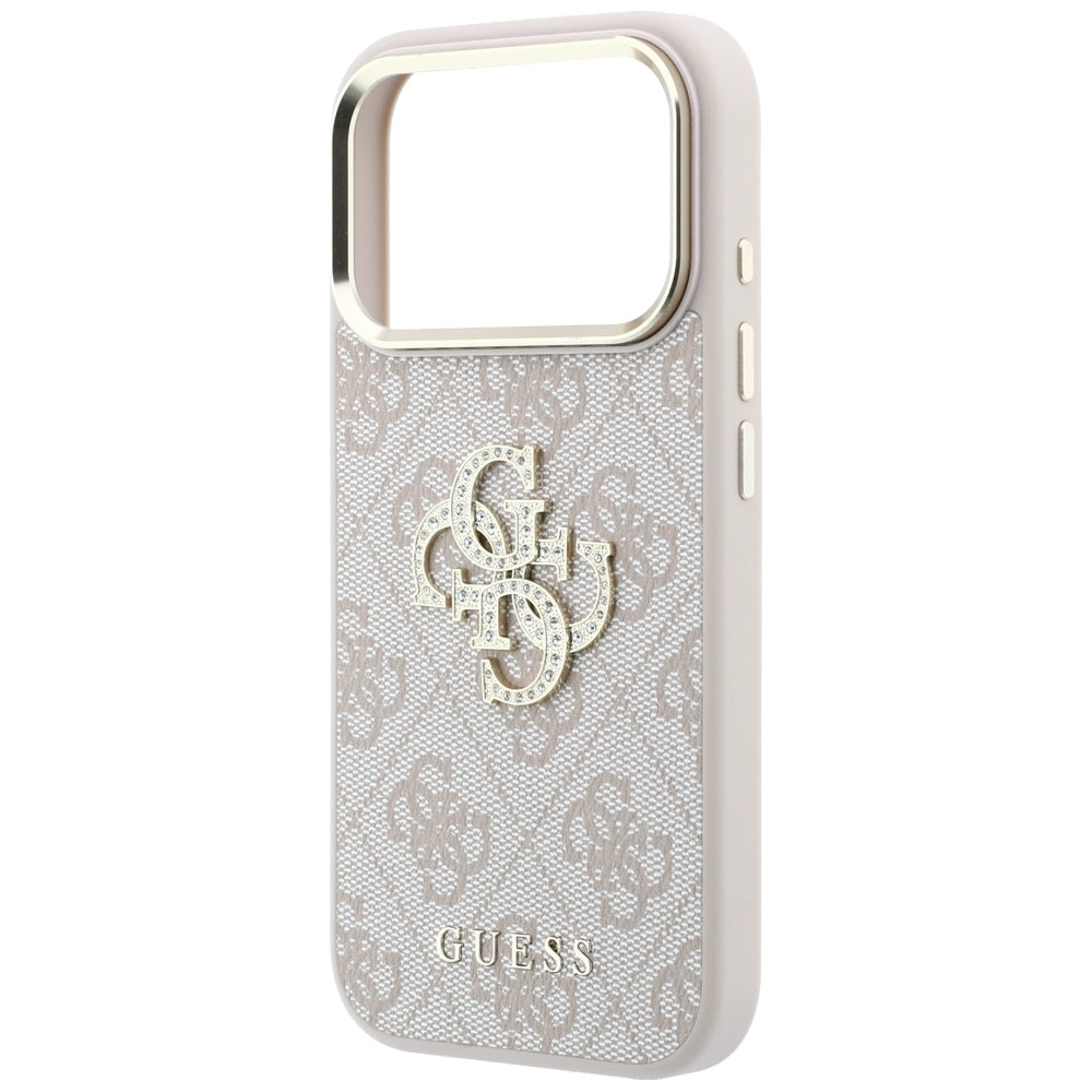 Husa pentru Apple iPhone 18 Pro / 17 Pro, Guess, 4G Big Strass Logo, Roz
