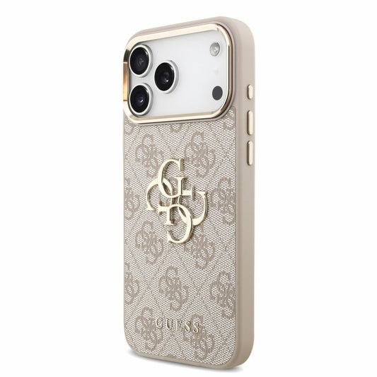 Husa pentru Apple iPhone 18 Pro / 17 Pro, Guess, 4G Classic Logo with Strap, Roz Aurie