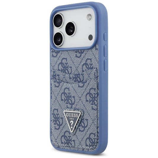 Husa pentru Apple iPhone 18 Pro / 17 Pro, Guess, 4G Double Card Triangle, Albastra