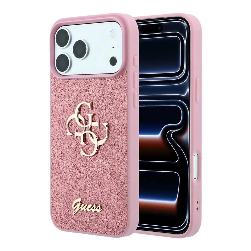Husa pentru Apple iPhone 18 Pro / 17 Pro, Guess, Fixed Glitter Big 4G, Roz