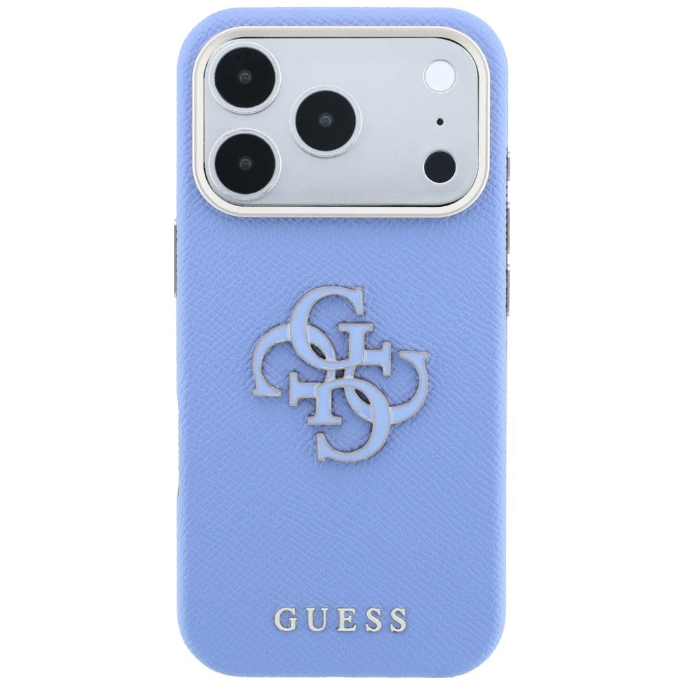Husa pentru Apple iPhone 18 Pro / 17 Pro, Guess, Grained Big Resin Logo, Bleu