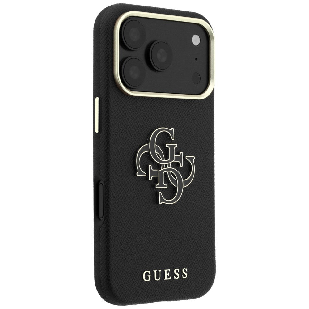 Husa pentru Apple iPhone 18 Pro / 17 Pro, Guess, Grained Big Resin Logo, Neagra