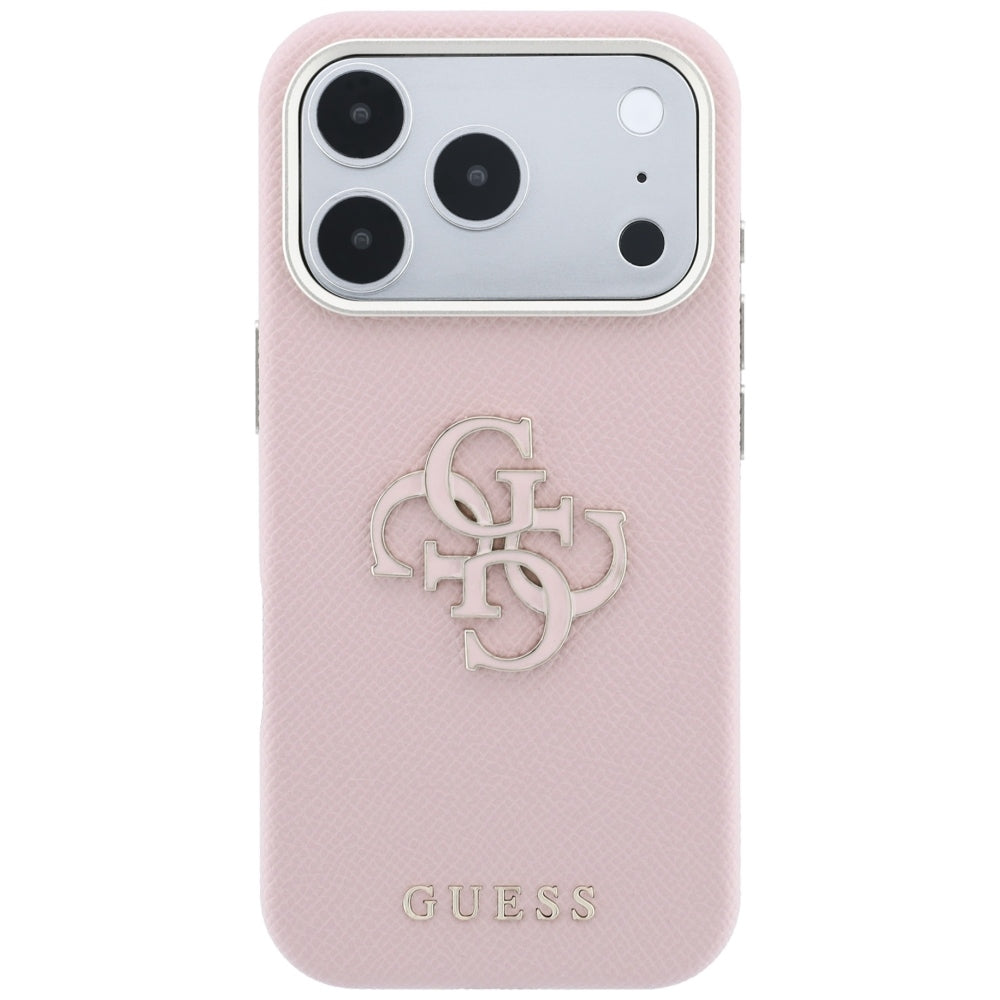 Husa pentru Apple iPhone 18 Pro / 17 Pro, Guess, Grained Big Resin Logo, Roz