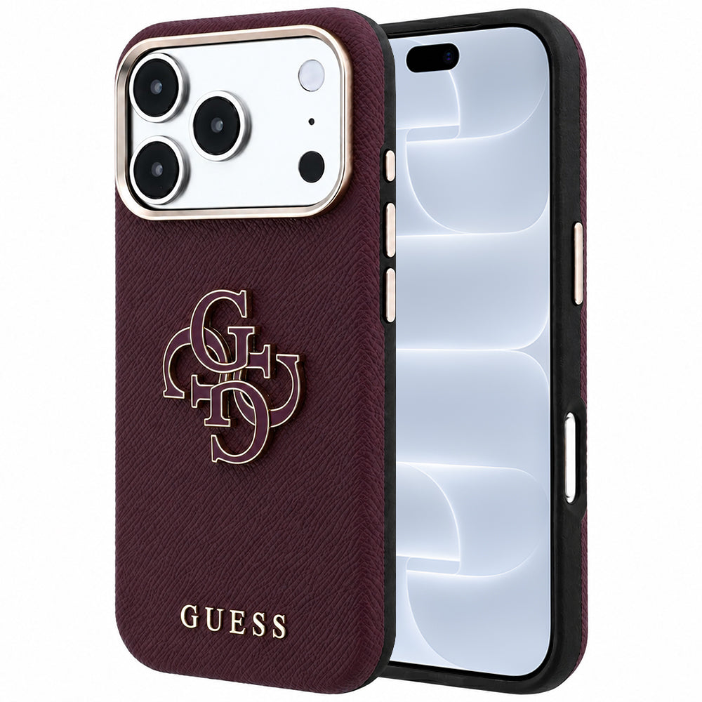 Husa pentru Apple iPhone 18 Pro / 17 Pro, Guess, Grained Big Resin Logo, Visinie