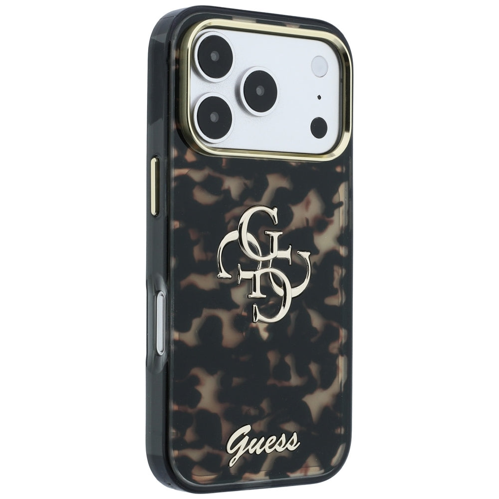 Husa pentru Apple iPhone 18 Pro / 17 Pro, Guess, IML 4G Metal Script, Maro