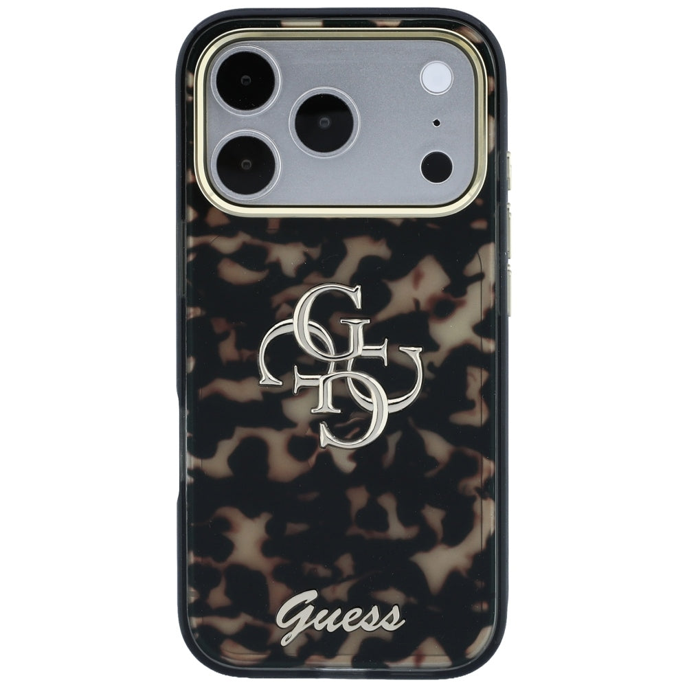 Husa pentru Apple iPhone 18 Pro / 17 Pro, Guess, IML 4G Metal Script, Maro