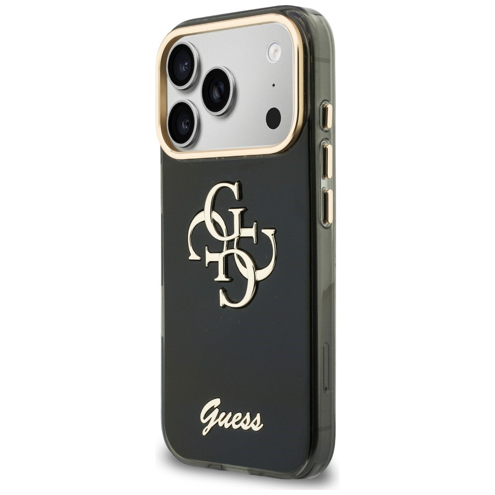 Husa pentru Apple iPhone 18 Pro / 17 Pro, Guess, IML 4G Metal Script, Neagra
