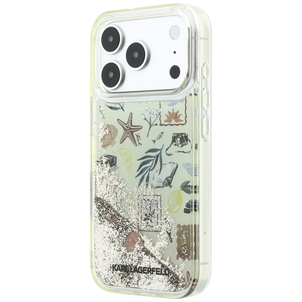 Husa pentru Apple iPhone 18 Pro / 17 Pro, Karl Lagerfeld, Liquid Glitter Beach and Sand, Bej
